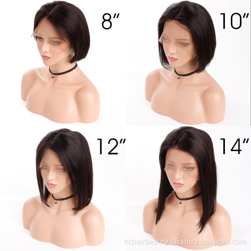 New Arrival Cheap Brazilian Human Hair 4*4 Lace Closure Wig Free Shipping Short Bob Wigs